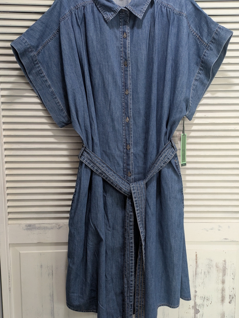 Terra & Sky Women's Plus Size 4X (28W-30W) Denim Shirt Dress NWT